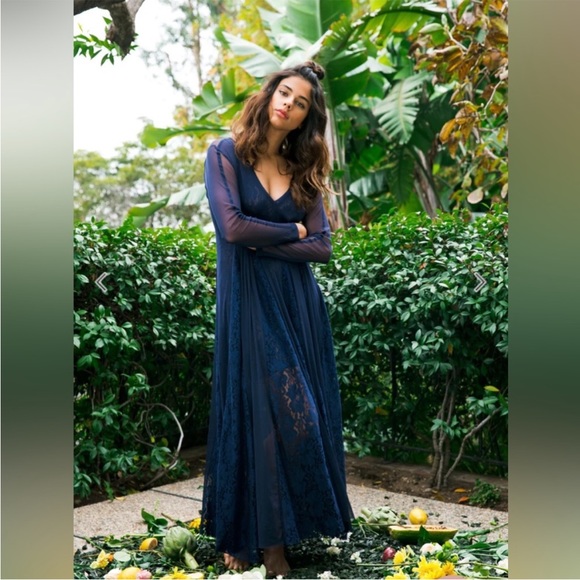 We Are HAH NWT (Hot As Hell) Mama C Lace Sheer Dress in Navy - Picture 3 of 4